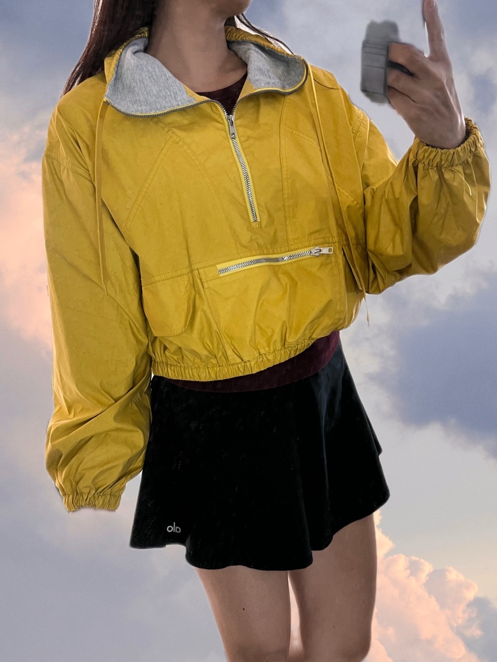 * discoloration FP movement XS Yellow Hooded Cropped Jacket